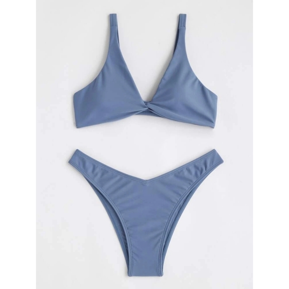 SHEIN  Twist Front Bikini Dusty Blue NEW - Picture 6 of 6